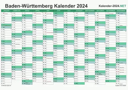 Baden-Württemberg Kalender 2024 Vorschau