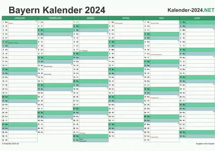 Bayern Halbjahreskalender 2024 Vorschau