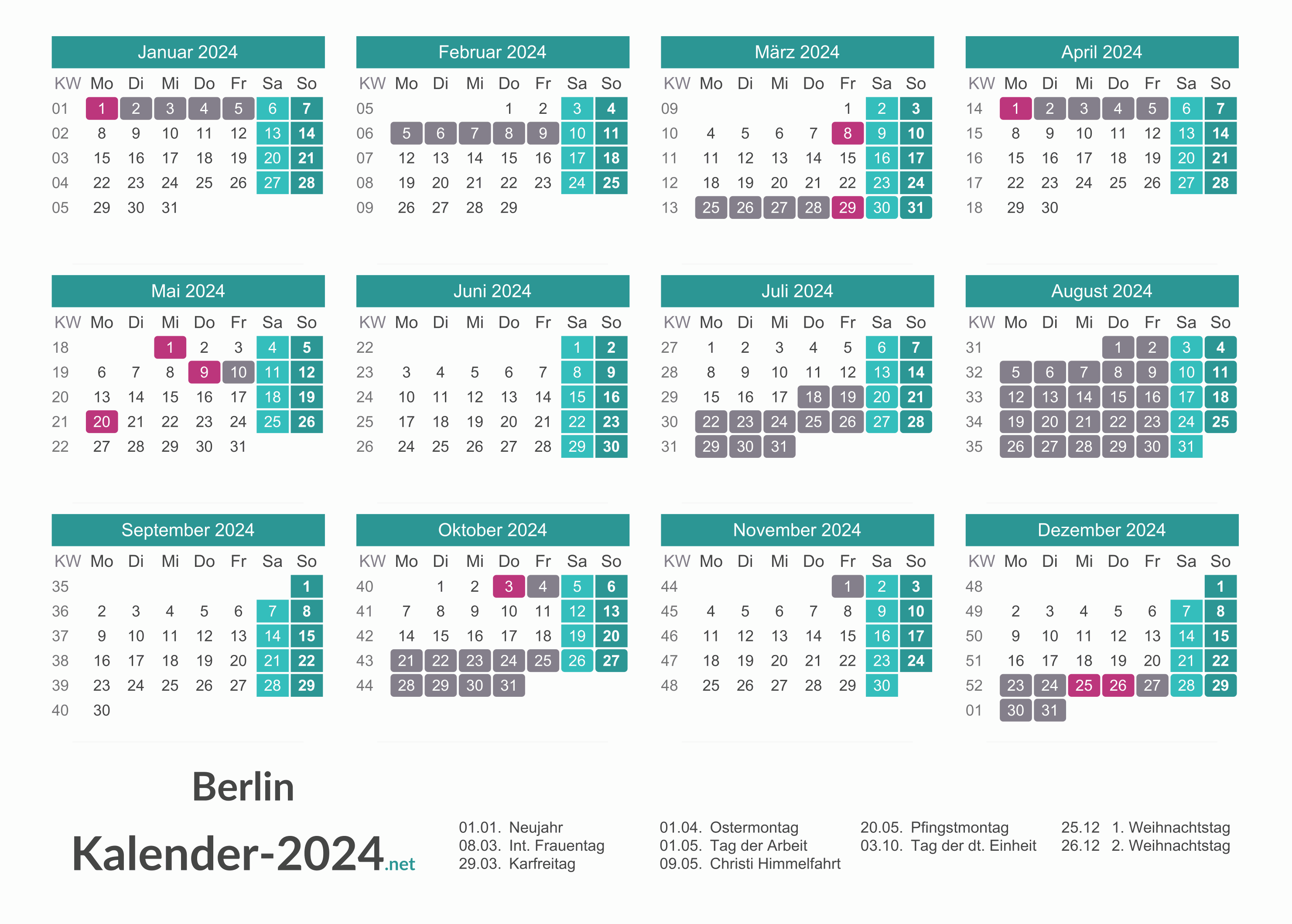 FERIEN Berlin 2024 - Ferienkalender & Übersicht