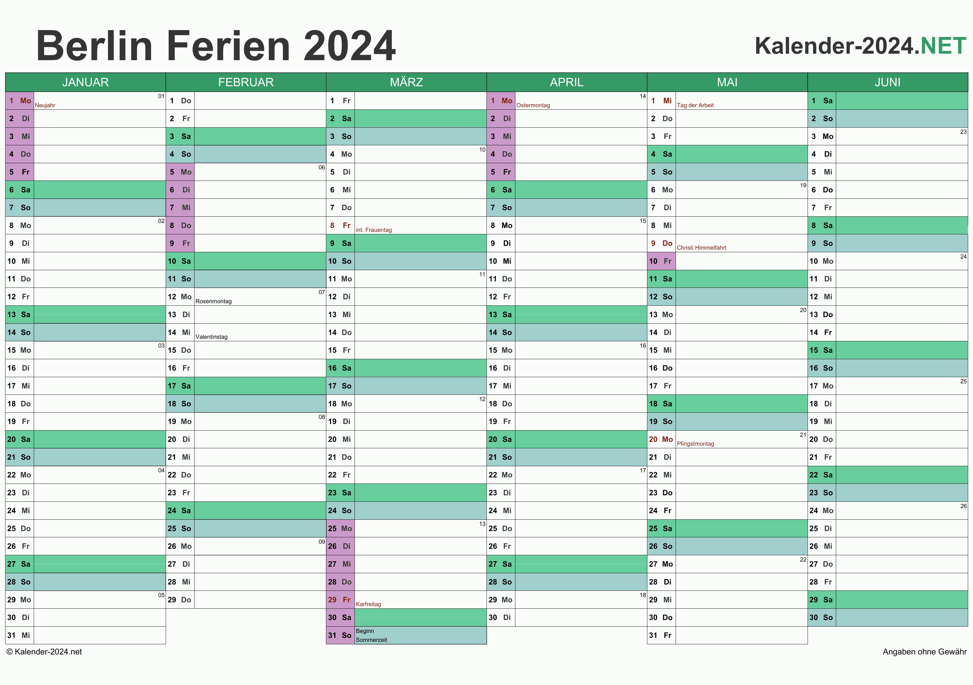 FERIEN Berlin 2024 Ferienkalender & Übersicht