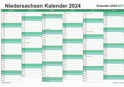 Niedersachsen Halbjahreskalender 2024 Vorschau