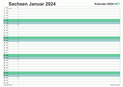 Sachsen Monatskalender 2024 Vorschau